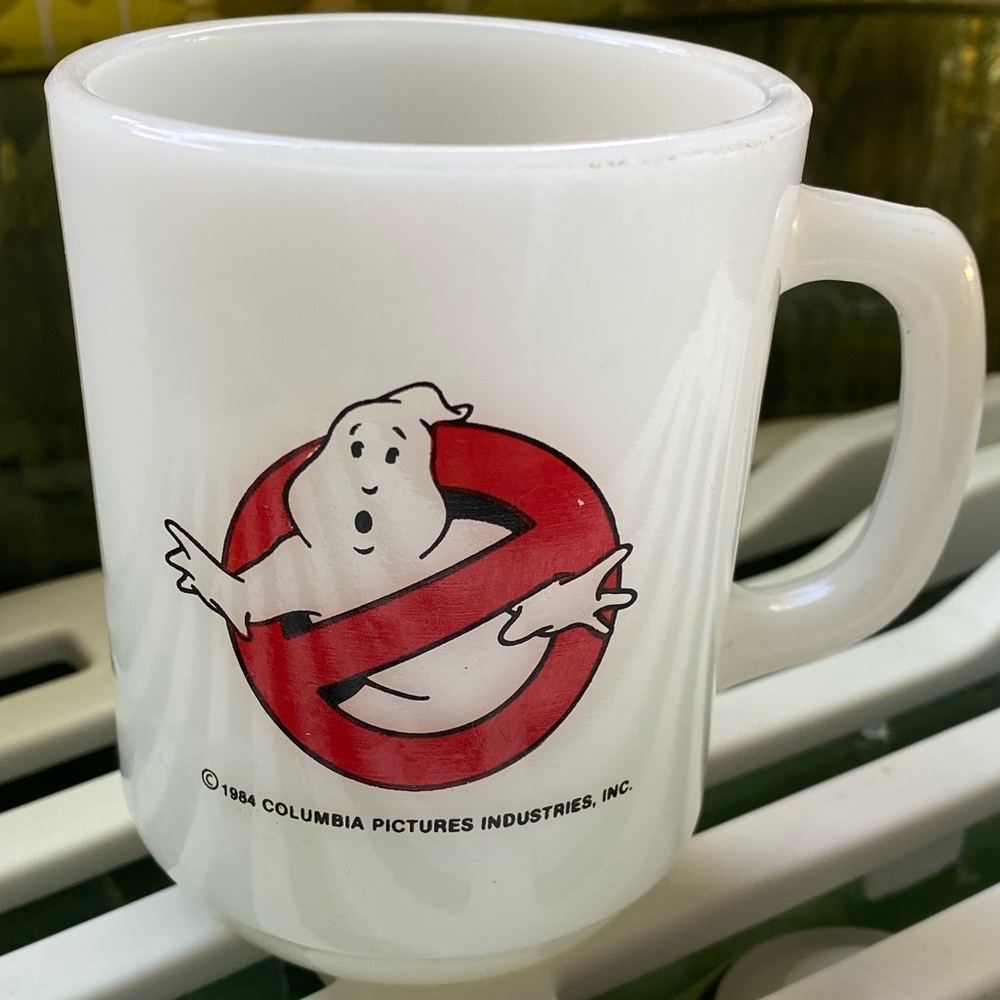 Vtg 1984 milky white Ghostbusters Cup/Mug